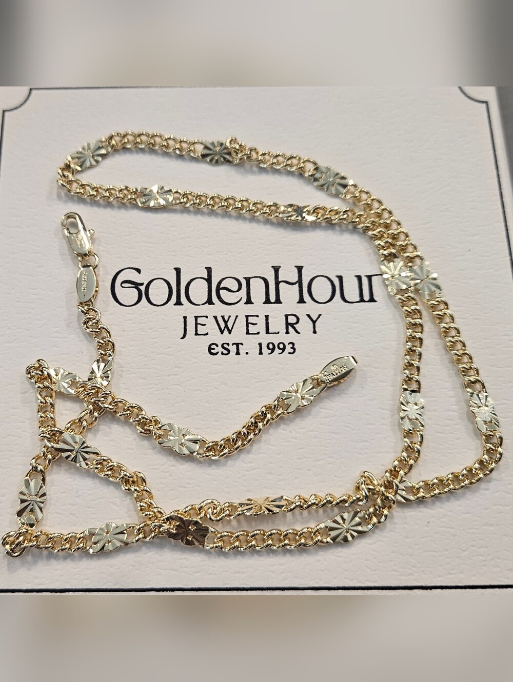 GoldenHour 18K Gold Finish In Stainless Stell Necklace Laser Cut NEW